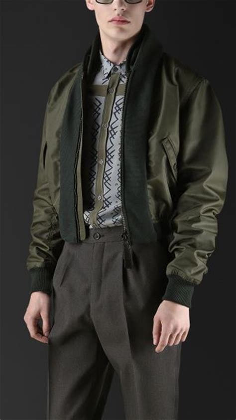 burberry cropped olive green bomber|burberry clothing website.